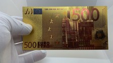 BILLETE 500 EUROS - 99,9 % PURE GOLD - Acabado en ORO – OFERTA
