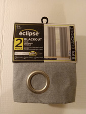 Eclipse Blackout Curtains 2- Grommet Panels Each Panel 37"x84" Soft Silver