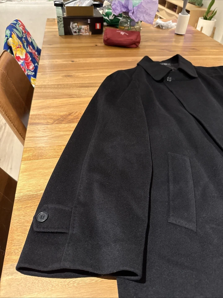 LORO PIANA Superfine Wool and Cashmere Black Long Coat Mens Button Up - Image 2 of 4