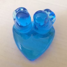 SIGNED Leo Ward 1994 Two Blue Birds of Happiness Glass Figurine on Heart Base