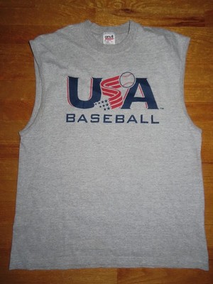 Vintage Anvil Label - USA Baseball TEAM (LG) Muscle T-Shirt