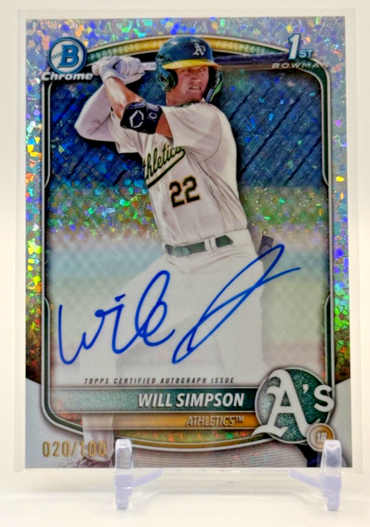2025 Bowman 1st Chrome MINI DIAMOND REFRACTOR AUTO/100  Will Simpson Athletics