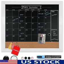Magnetic Chalkboard Calendar W/ Cork Bulletin Board  Markers Home Office New