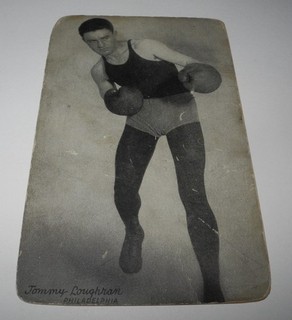 1925 Boxing Advertising Ephemera Exhibit Card Photo Postcard Tommy Loughran