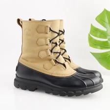 Sorel Mens Portzman Classic Boot Size 11 Black Tan Leather Waterproof Lace Up