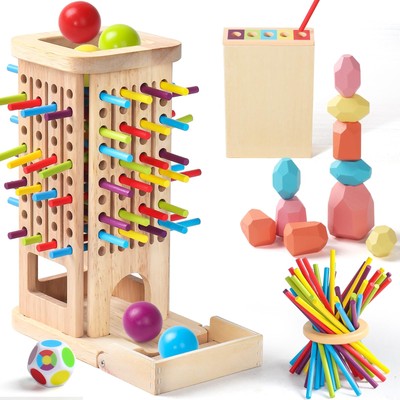 Montessori Toys for 3 Year Old Fine Motor Skills Toys for 5 Year Old Wooden B...