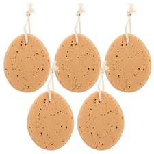 5Pcs Durable Bath Sponge Honeycomb Artificial Sponge with Hanging Rope Brown