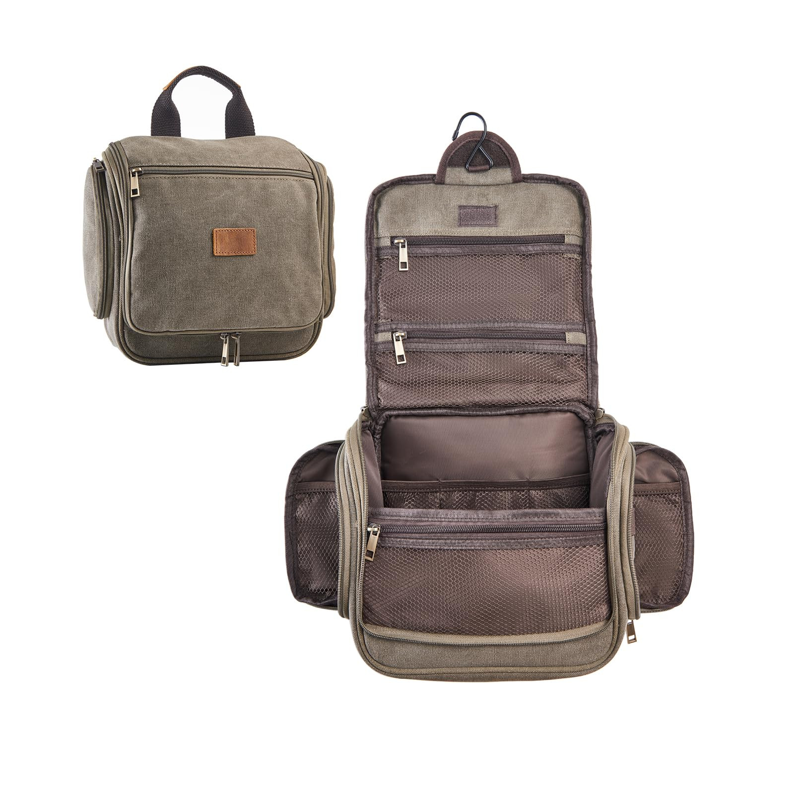 Canvas Toiletry Bag for Men Shaving Dopp Kit Bulk Travel Hanging Makeup Organ...