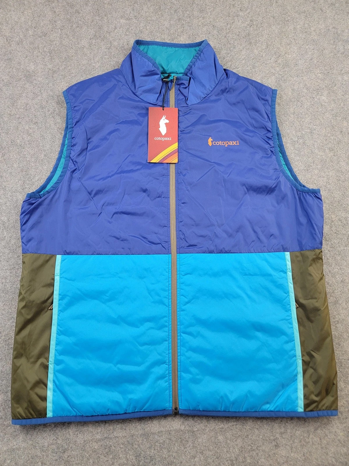 Cotopaxi Teca Calido Vest Mens XL Blue Green Insulated Puffer Zip Jacket Outdoor