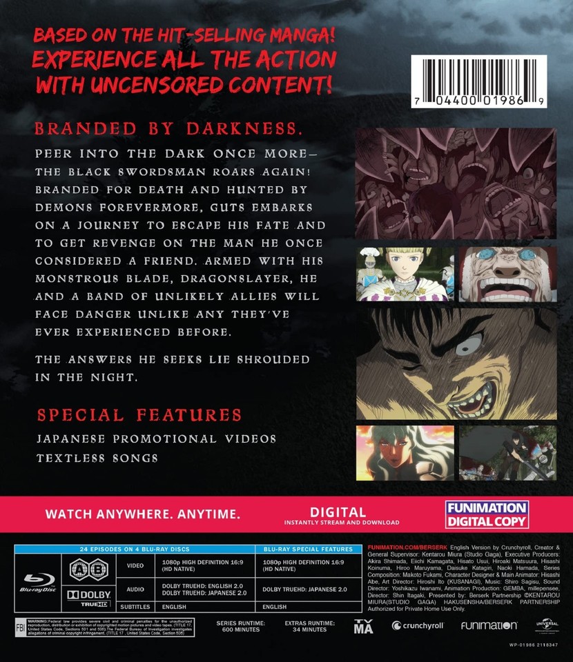 Funimation Prod Berserk The Complete Series Hover Your Mouse CR-01986 ...