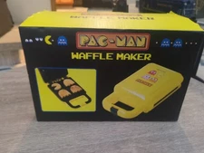 New In BoxcPAC-MAN Waffle Maker 4 Waffles at Once Yellow  Non-Stick Easy Clean