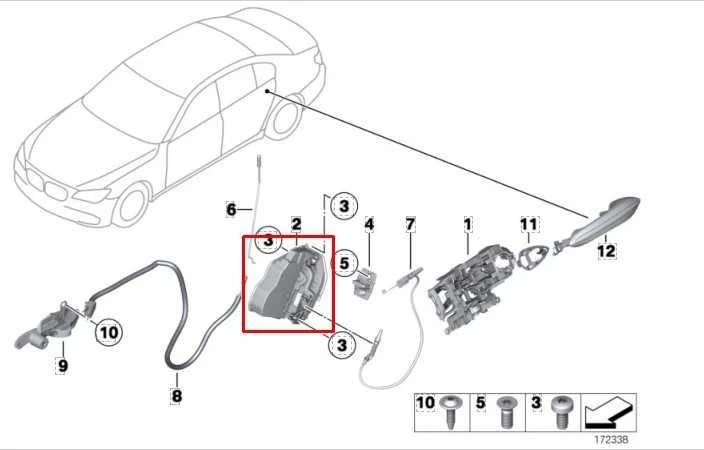 Actuador de cierre de puerta lado conductor trasero izquierdo bmw 750i xDrive 10-15 51227185687 Foto 2 de 4