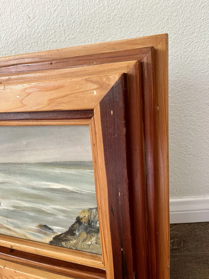 Pintura al óleo original 1972 de Lisa Casson marco de madera enmarcado 16/19 pulgadas Foto 3 de 4