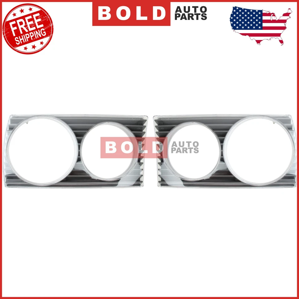 For Mercedes W123 230 280CE 300D Pair Set of 2 Right Left Headlight Bezel Doors - Image 2 of 3