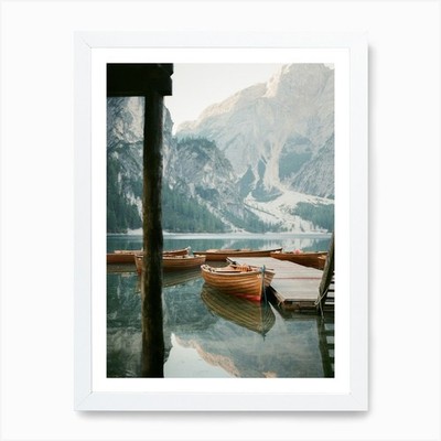 Pragser Wildsee Boote am See im T gerahmtes Wandbild Poster Leinwanddruck Bild