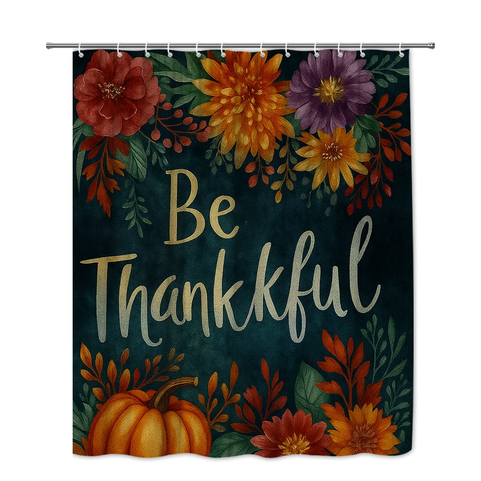 Be Thankful Calabaza Floral Otoño Otoño Inspirador Granja Baño Decoración Foto 2 de 4