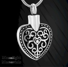 New Elegantly Heart Flower Classic Cremation Urn Ashes Memorial Necklace