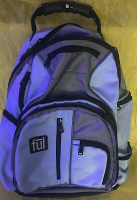 Ful Brand Laptop Backpack Blue/Blk trim,dividers,waterproof, pockets