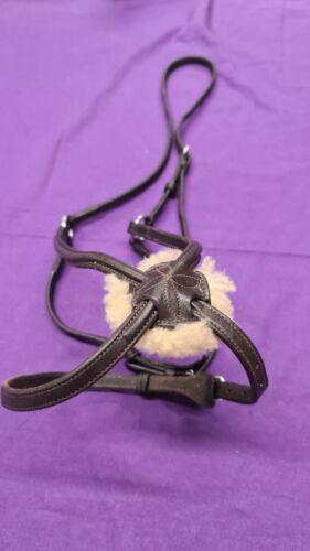 Grackle Noseband. Brown leather. Full Size. Sheepskin padding. - Picture 1 of 8