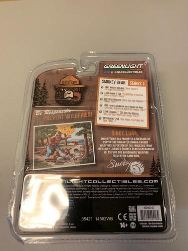 Greenlight 1968 Ford Club Wagon Van with Canoe Smokey The Bear Camping Red MIP - Picture 2 of 3