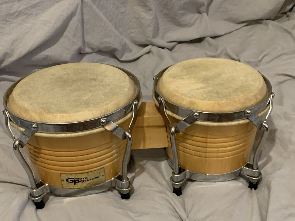 Groove Percussion Bongo Drum Set Two Hand Drums Instrument