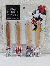 NEW Disney Minnie Mouse 4-Pack 8" Spatula Set Wood Handle (#2)