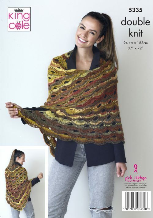King Cole Crochet Pattern Ladies Shawl Double DK 5 At the price Max 59% OFF of surprise Riot Knit -