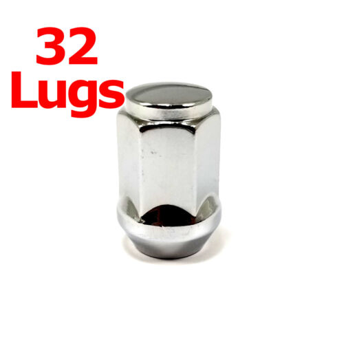 32x Excalibur 1905 Lug Nuts 1/2" Bulge Acorn 3/4" Hex Chrome Closed End LH - Photo 1/2