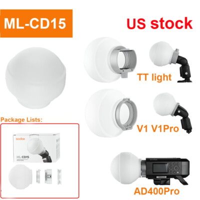 Godox ML-CD15 Diffuser Dome Kit 3 Adapter Ring For Camera Flash Speedlite Light 