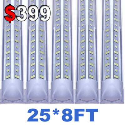 25-Pack 8FT LED Shop Lights - 144W T8 Integrated Fixture, 18000 Lumens, 6500K Daylight For Garage