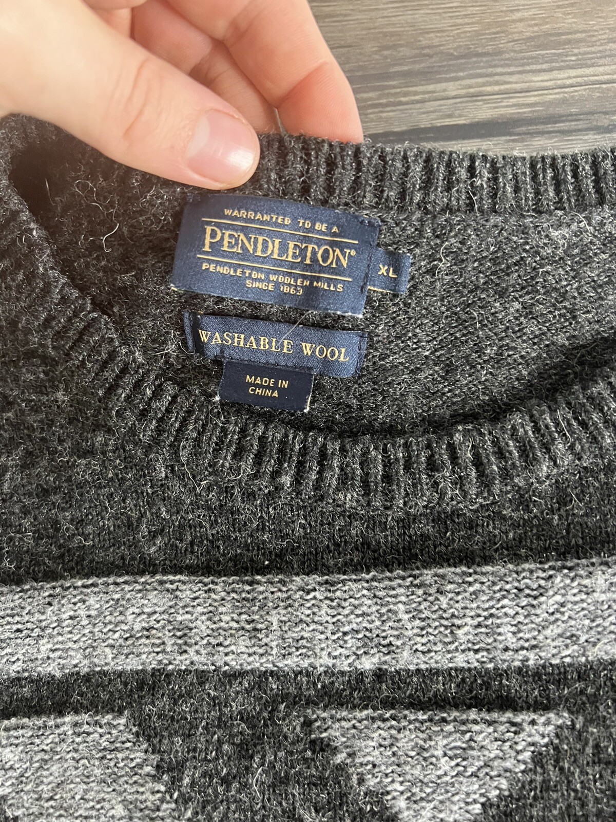 Pendleton Navajo Western pullover sweater gray wo… - image 2