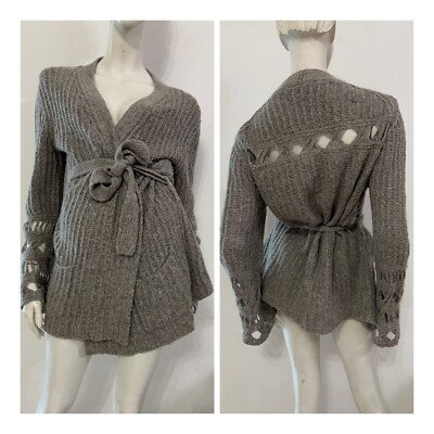 MARC CAIN MARCCAIN grey beige perforated sweater size 5