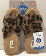 Floopi Women's Slide Slippers Indoor Outdoor Memory Foam Leopard Size XL 11-12
