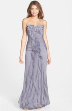 Adrianna Papell Ruffled Chiffon Dress Sz 2 HEATHER