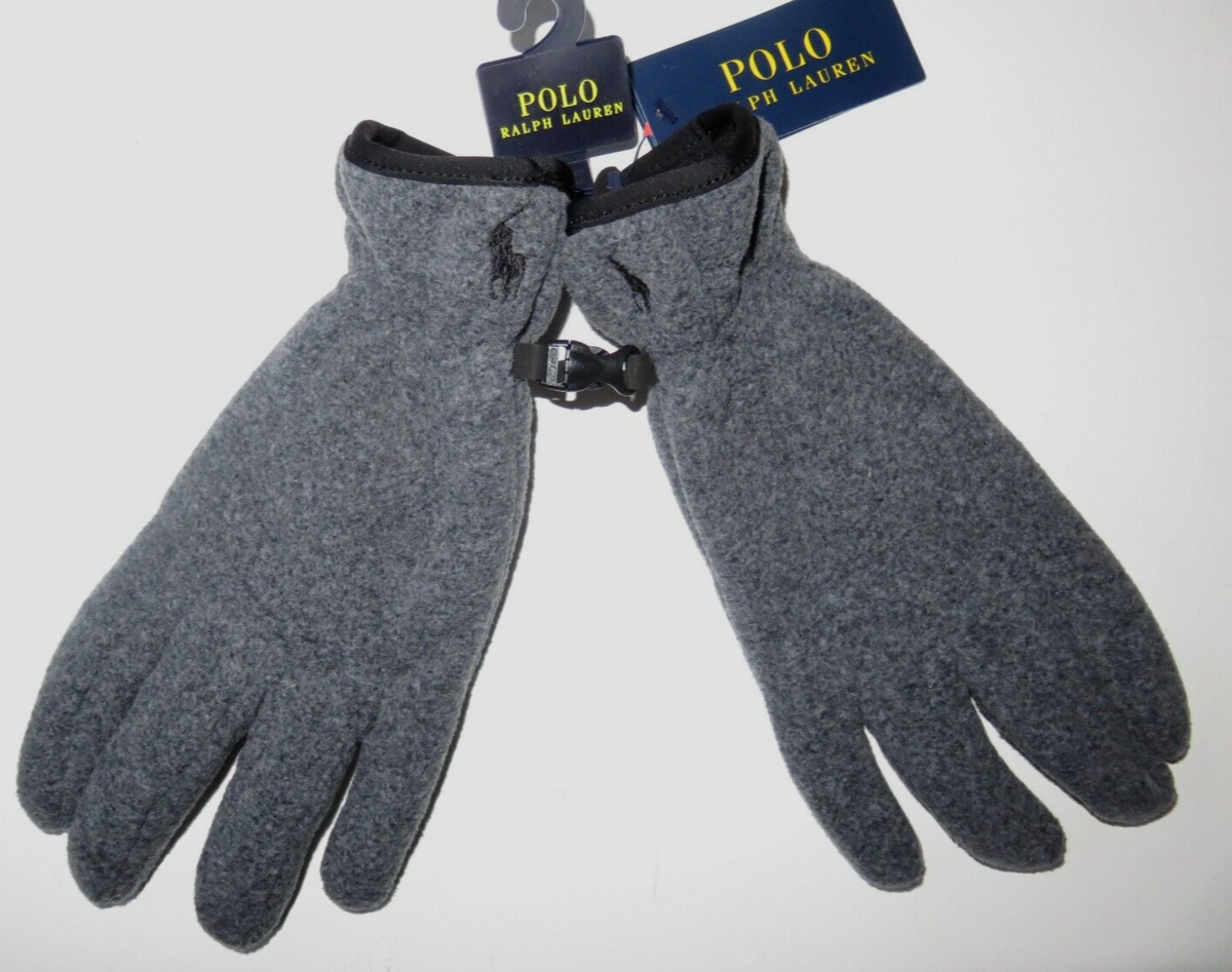 Polo Ralph Lauren mens gloves grey fleece size S-M NEW touchscreen - Main Image