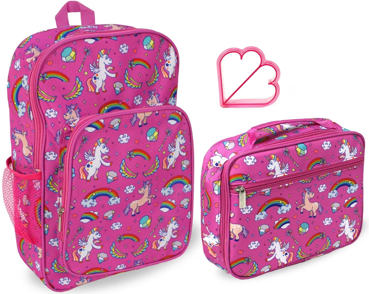 Girls Unicorn Lunch Box and Backpack School Book Bag Set Preschool