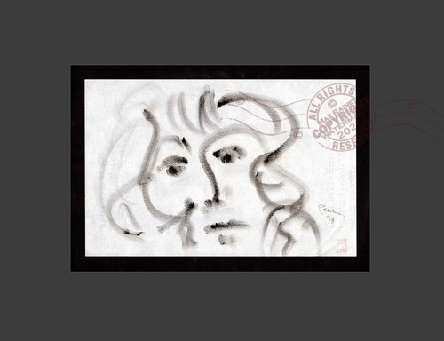 Face Sketch 1998 C Peterson * androgyny * Oil Paint on Paper Abstract expression - Picture 3 of 12