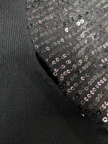 CARMEN MARC VALVO Black Sequin Sleeve Top Size Medium NWD - Picture 4 of 4