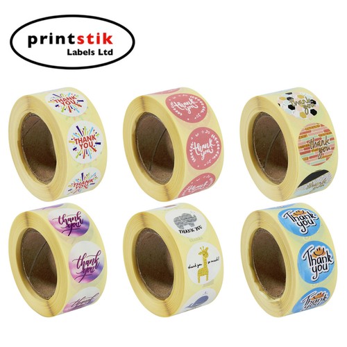 x100 Thank You Stickers For Your Purchase Business Labels Round Heart Wedding - Picture 3 of 73