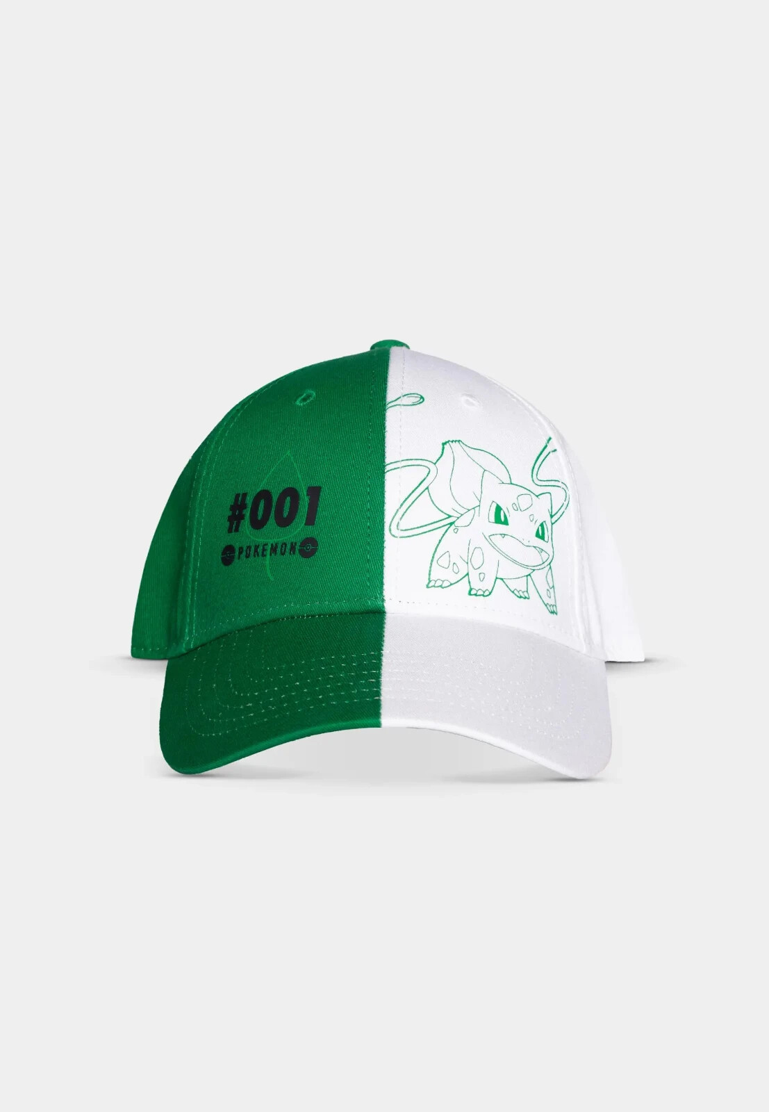 POKEMON BULBASAUR 001 COLOUR SPLIT WHITE AND GREEN SNAPBACK BASEBALL CAP HAT