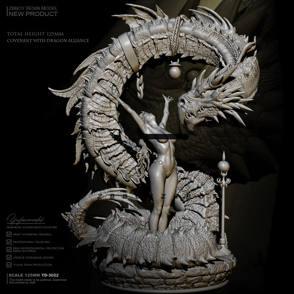 120mm resin figure model Covenant with the Dragon Unassembled 