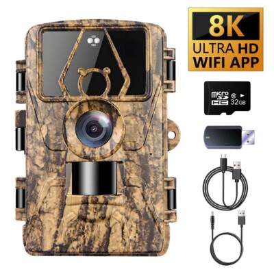 WiFi版 8K Trail Camera 60MP IP66 Waterproof Outdoor Hunting Cam with APP Support