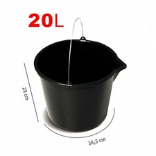 20L (4.4 Gallon) Black BUCKET Multi-Purpose Plastic Metal Handle BULDING GARDEN 
