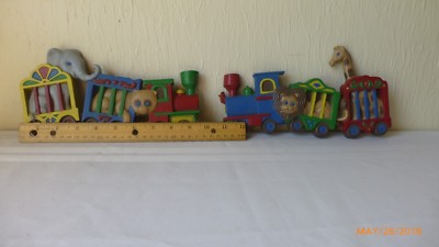 Vintage Burwood Products Circus Trains Wall Plaque Nursery Wall Decoration 1991