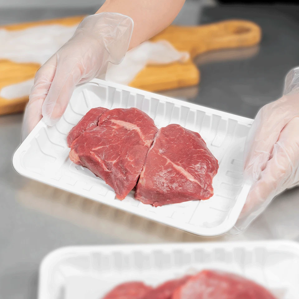 Karat Earth 8.5”x6” Mineral Filled PP Meat Tray, Rectangular, White - 500 pcs - Image 4 of 4