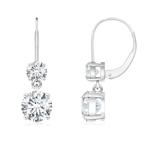 ANGARA LabGrown Diamond Leverback Dangle Earrings in 925 Silver (Size