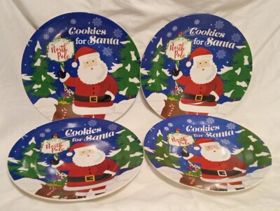 Brand New Set Of Four Royal Norfolk ''Cookies For Santa'' Salad Plates