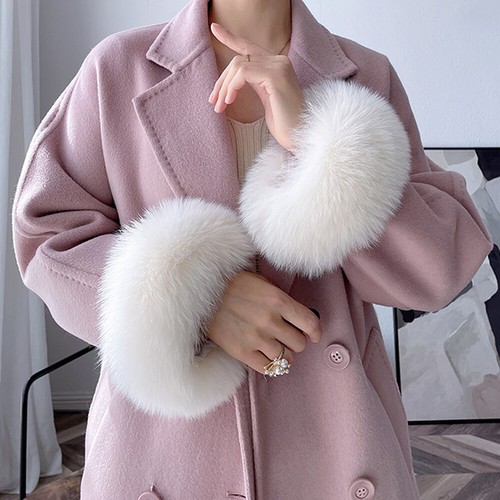 Real Fox Fur Cuffs For Women's Jacket Sleeves Winter Wrist Warmer Fox Fur Gloves - Picture 28 of 43