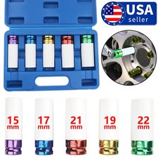 12 Drive Lug Nut Impact Socket Set Thin Wall Deep Wheel Protector Tool 5-piece