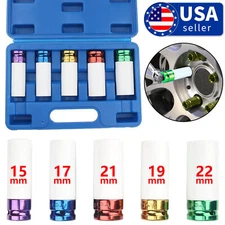 1/2" Drive Lug Nut Impact Socket Set Thin Wall Deep Wheel Protector Tool 5-Piece